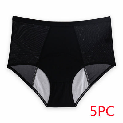 Breathable health safety pants in black color, showing front view of underwear, featuring 5-piece set design.