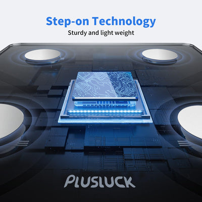 PLusluck Smart Scale, Digital Bathroom Scale BMI Weighing Body Fat Scale, Body Composition Monitor Health Analyzer -with Smartphone App