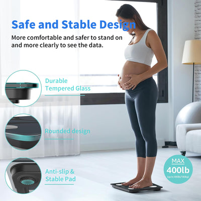 PLusluck Smart Scale, Digital Bathroom Scale BMI Weighing Body Fat Scale, Body Composition Monitor Health Analyzer -with Smartphone App