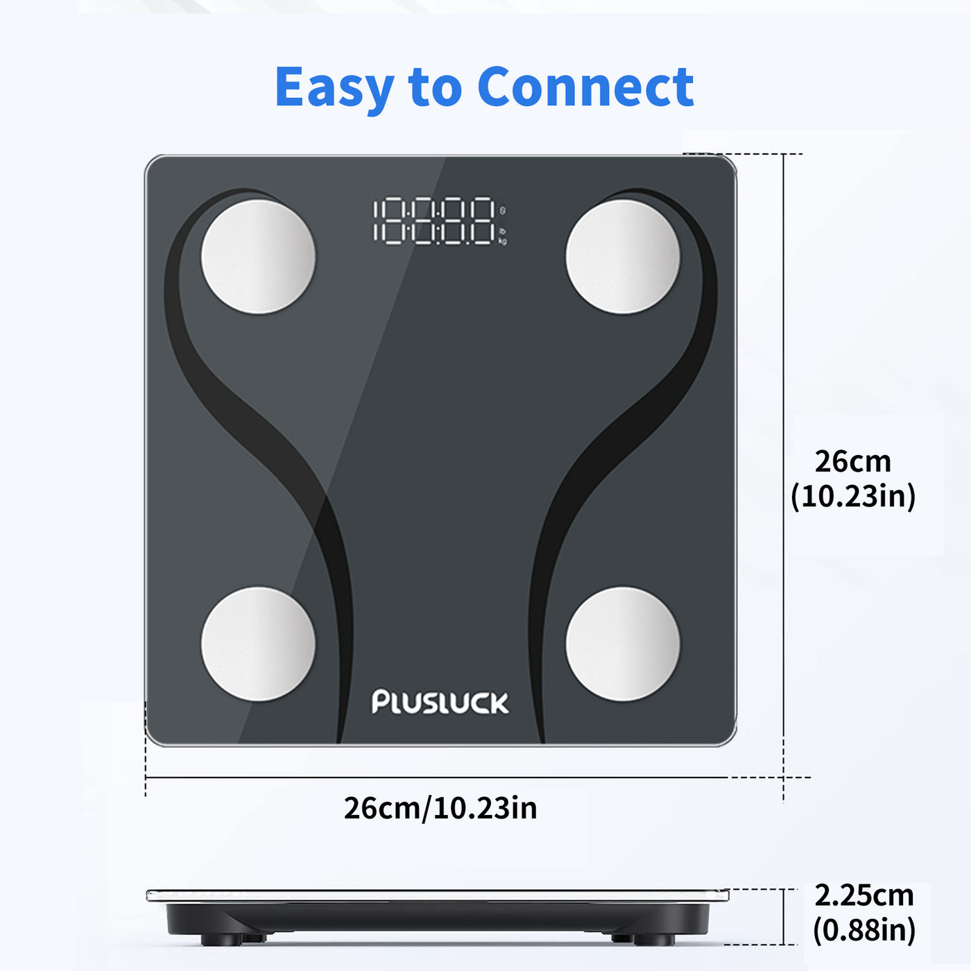 PLusluck Smart Scale, Digital Bathroom Scale BMI Weighing Body Fat Scale, Body Composition Monitor Health Analyzer -with Smartphone App
