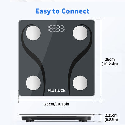 PLusluck Smart Scale, Digital Bathroom Scale BMI Weighing Body Fat Scale, Body Composition Monitor Health Analyzer -with Smartphone App